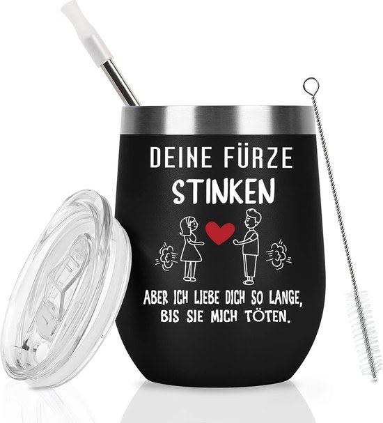 Valentijnsdagcadeaus voor hem, vriend, mannen, partnercadeaus voor hem, koppels, je schat stinken maar ik hou van je zo lang tot je me doden – 30 ml koffiebeker to go thermo, zwart van Moonworks