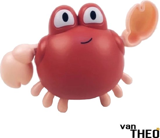 van Theo® - Badspeeltje Krab - Opwindbaar Badspeelgoed - Water Speelgoed voor in Bad - Rood - Vanaf 1 jaar van van Theo®