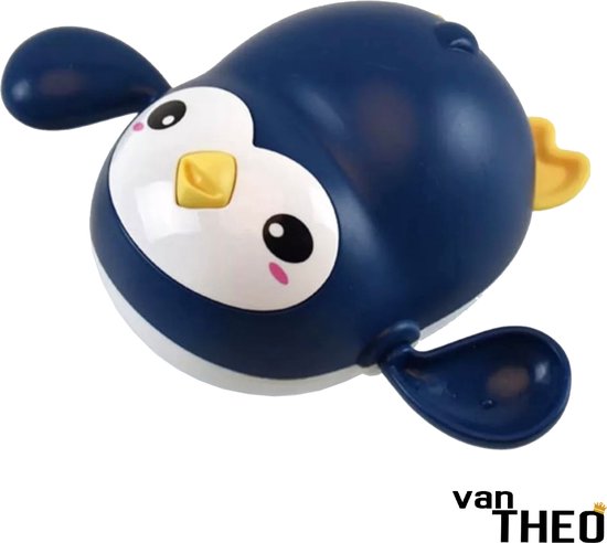 van Theo® - Badspeeltje Pinguin - Opwindbaar Badspeelgoed - Water Speelgoed voor in Bad - Blauw - Vanaf 1 jaar van van Theo®