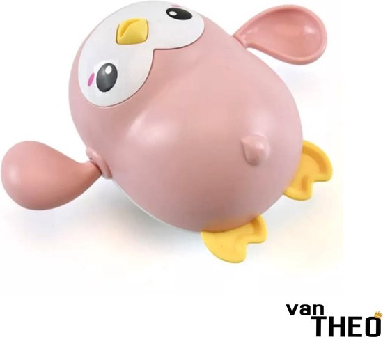 van Theo® - Badspeeltje Pinguin - Opwindbaar Badspeelgoed - Water Speelgoed voor in Bad - Roze - Vanaf 1 jaar van van Theo®