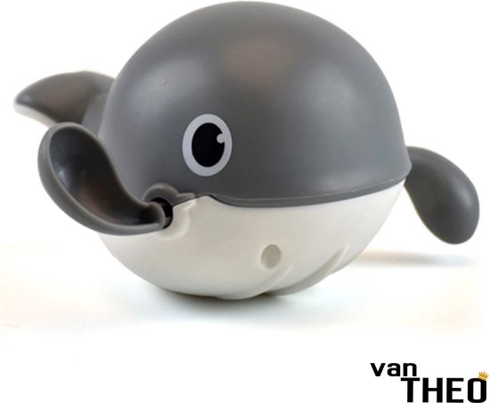 van Theo® - Badspeeltje Walvis - Opwindbaar Badspeelgoed - Speelgoed voor in Bad - Grijs - Vanaf 1 jaar van van Theo®