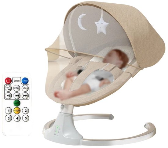 vanBoni - Elektrische Wipstoel - Met Afstandsbediening - Wipstoel met muggennet - Beige - baby’s van 0 tot 18 maanden van Merkloos