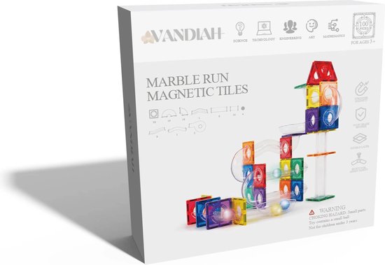 VANDIAH® Knikkerbaan- 100 stuks- Knikkerbaan met lichtgevende knikkers- Magnetische bouwstenen- Educatief speelgoed- Constructiespeelgoed- Knikkerbaan set- Marble run van VANDIAH®
