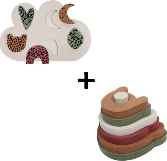 vanPauline - speelgoedset foam - groen - stapeltoren - puzzel van vanPauline