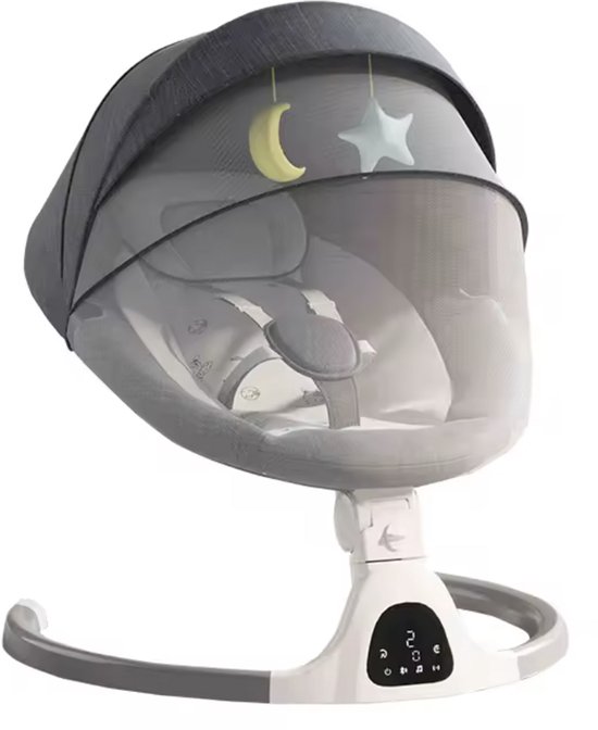 Varnox Elektrische Wipstoel - Wipstoel - Babystoel - Baby Swing - Schommelstoel - Elektrisch - Afstandsbediening - Bluetooth voor muziek - Grijs van Merkloos
