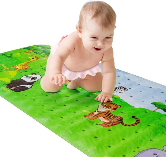 Veilig en Antislip Badmat voor Baby's en Peuters, 100x40cm, Ideaal voor Badkuip en Douche, Gemakkelijk te Bevestigen met Zuignappen