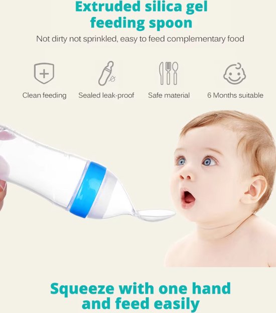 Veilige Siliconen Babyfles Met Lepel voor voedingssupplementen Baby Voedingsfles Beker knijpbaar rijstgraanfles