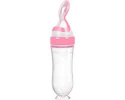 Veilige Siliconen Babyfles Met Lepel voor voedingssupplementen Baby Voedingsfles Beker knijpbaar rijstgraanfles
