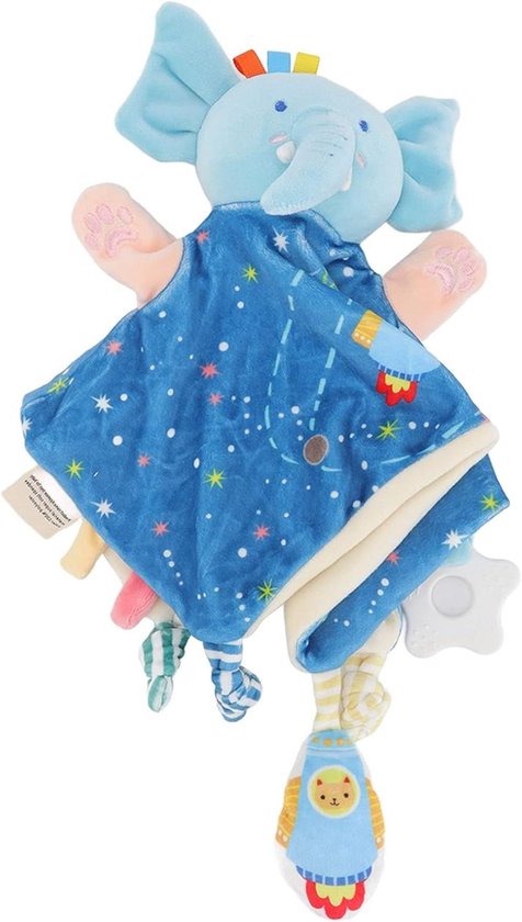 Veiligheidsdeken van satijnen pluche voor meisjes, schattig olifantengezicht, zacht en aangenaam om aan te raken, speelgoed voor hand-oogcoördinatie
