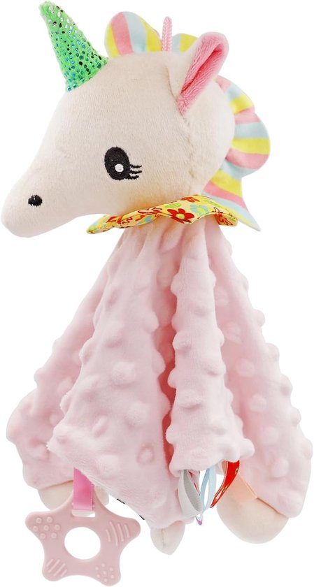 Veiligheidsdeken voor pasgeborenen - Zachte knuffeldoek met rammelaar en bijtring - Perfect cadeau voor jongens en meisjes van Merkloos