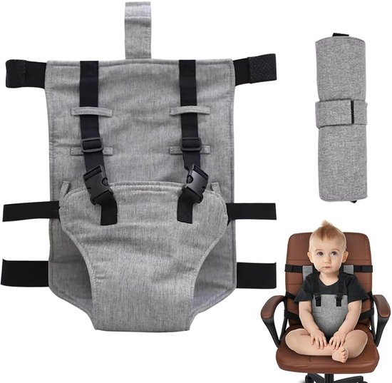 Veiligheidsgordel - Kinderstoel Tuigje - Veiligheidstuigje Kinderstoel - Tuigje Kind - Riemen voor reisstoel voor baby's - Riemen voor draagbare stoel - Verstelbaar baby gordel harness - Riemen voor babyzitjes - voor uitstapjes en vakanties - grijs van Merkloos