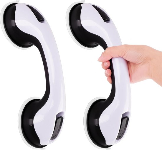 Veiligheidsgrepen voor Badkuip en Douche – Antislip Zuignappen voor Kinderen en Ouderen – Zonder Boren – Zwart, 2 Stuks van Merkloos