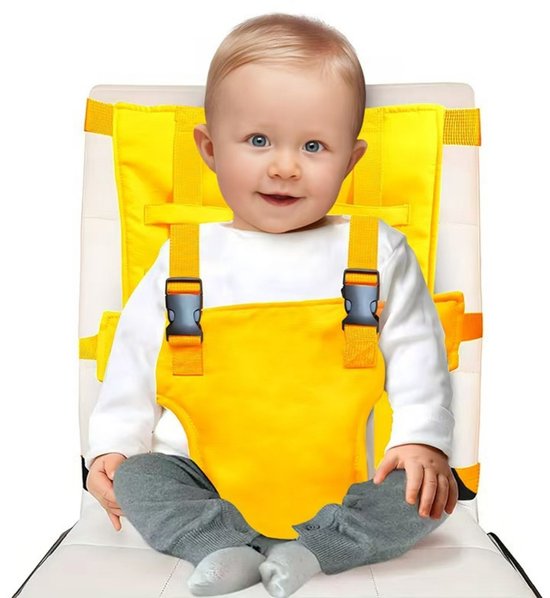 Veiligheidsriem voor kinderstoel – 62 x 29 cm – Draagbaar veiligheidssysteem voor kinderen – Reisriem voor kinderstoel – Veiligheidsgordel voor kinderstoel – Verstelbaar, ademend veiligheidsharnas – Geschikt voor thuisgebruik en op reis