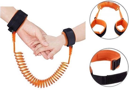 Veiligheidstuigje voor kinderen - Polstuigje - Polsband kinderen - Looplijn Peuter - Anti Wegloop Armband - 1,5 meter - Oranje van Little Adventure