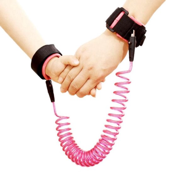 Veiligheidstuigje voor kinderen - Polstuigje - Polsband kinderen - Looplijn Peuter - Anti Wegloop Armband - 2,5 meter - Roze van Merkloos