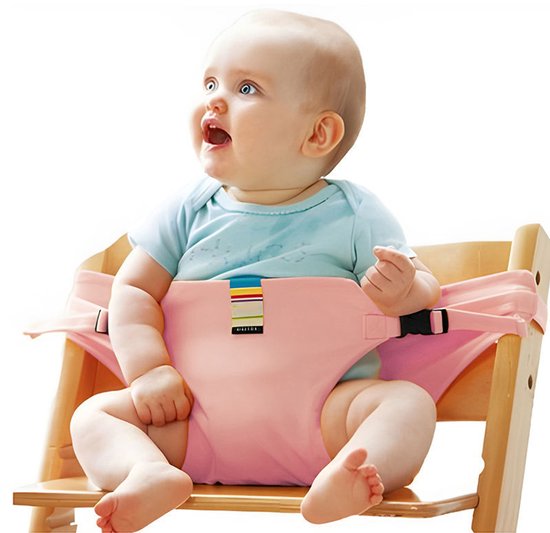 Veiligheidstuigje voor kinderstoel – Geschikt voor kinderstoelen – Accessoire voor kinderstoel – Kinderstoel – Kruismodel tuigje – Veiligheidsriem voor baby's – Roze
