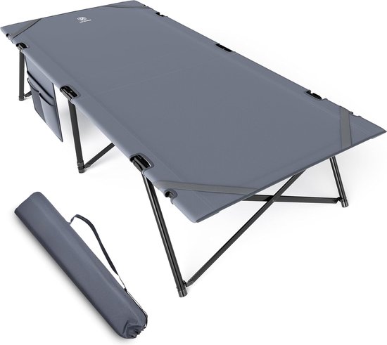 Veldbed, inklapbaar, XL campingbed, belastbaar tot 200 kg, 214 x 79 x 50 cm, breedte veldbed met zijzak, stabiel en draagbaar, voor camping, reizen, tuin, outdoor en binnen van FEANDREA