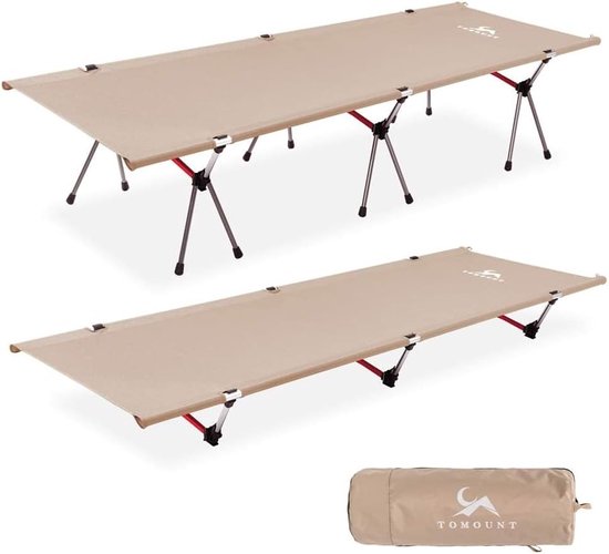 Veldbed - Lichte Campingstoel - Aluminiumlegering - Compact Campingbed - Reisbed voor Balkon, Tuin, Tenten, Outdoor Wandeltocht - Kaki van Merkloos