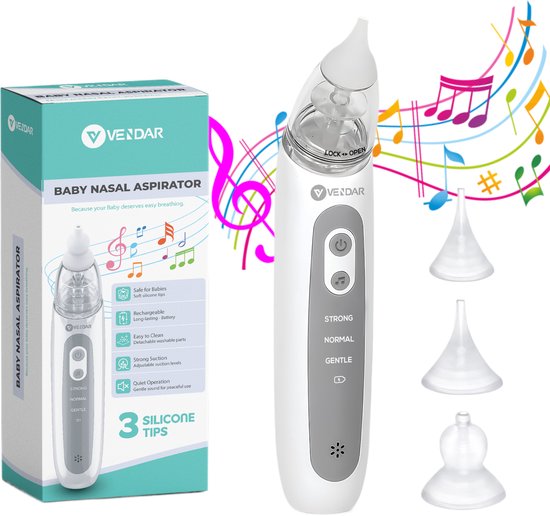 Vendar® BabyCare PRO - Baby Neusreiniger - Baby Neusreiniger Elektrisch - Neusdouche Elektrisch - Snoetenpoetser - Neuszuiger - Grote Batterij - USB C