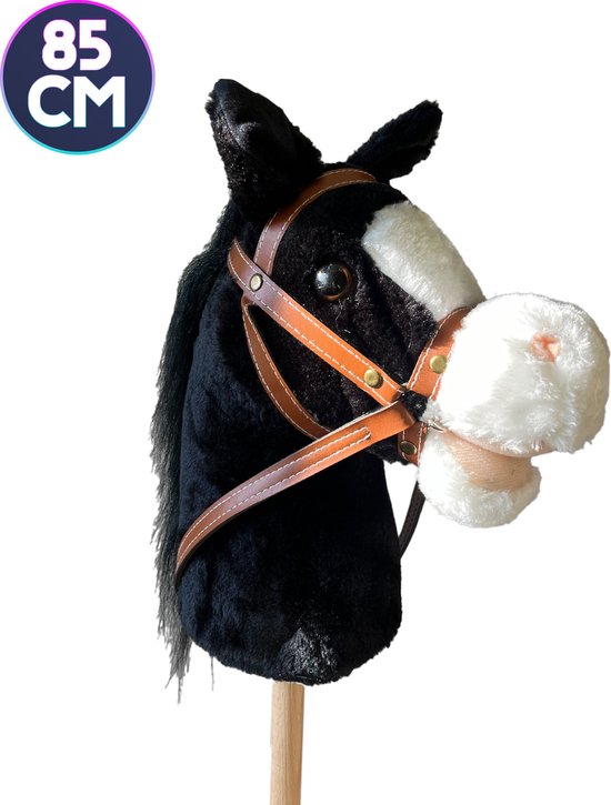 Venditoy® Hobbyhorse Stok Paard - Zwart Stokpaardje - Houten Speelgoed Peuter - Buitenspeelgoed - Hobby Horse Spullen - 85 CM - Midnight van Venditoy®
