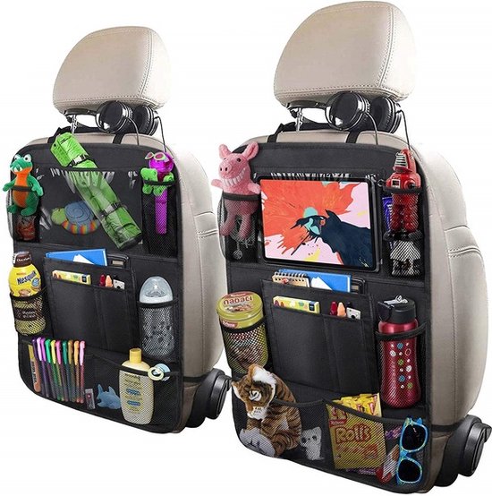 Venneweide - luxe en degelijke Autostoel Organizer met Tablethouder - Auto Organizer - Voor baby en kinderen - veel opbergruimte - geschikt voor o.a. iPad - Topkwaliteit - Zwart van Venneweide