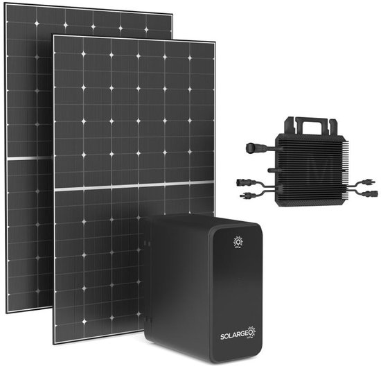 Vente-unique Set met 2 zonnepanelen Plug and Play + opslagaccu - 850 W - LUMINOSER van Merkloos