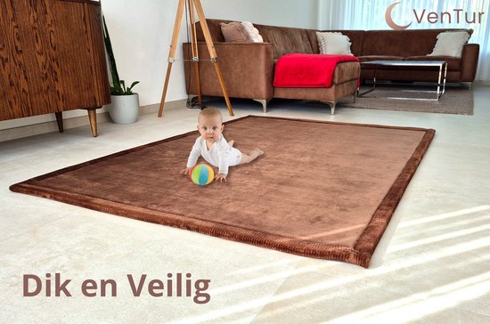 VenTur Speelmat - 200 x 150cm - 2cm Dik - Extra Zacht - Bruin - Veilig voor alle Kinderen - Modern en Duurzaam Design - Opvouwbaar - Babymat - Extra Dikke Antislip Speelkleed - Grote Kindermat - Speeltapijt - Speel mat - Anti-slip - Geheugenschuim van Merkloos
