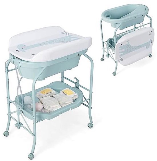 Veranderbank met Bad en Wielen - 2-in-1 Combinatie voor Baby's tot 12 Maanden