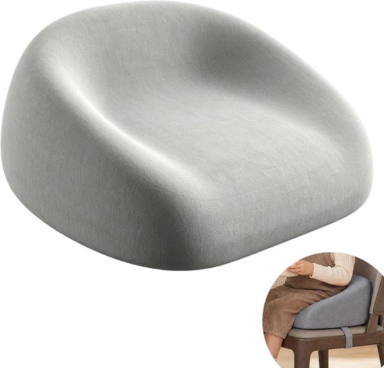 Verhoogingsstoel voor kinderen, 6 cm, peuters, eetkamerstoel, verhoging van de stoel, wasbaar, kinderstoel met veiligheidsgordels, antislip bodem voor thuis en onderweg (grijs)