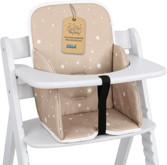 Verkleiningskussen Kinderstoel High Chair Seat Reducer - Universele Bekleding Hauck Stokke Babystoel Zitkussen Voedingstoel Cover Stoelopvulling Beige met witte sterren