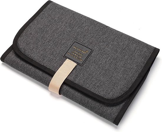 Verschoonmatje voor Onderweg - Donker Grijs - Verschoningsmatje Baby - Waterbestendig - Opvouwbaar - Clutch Verschoonmat van VER