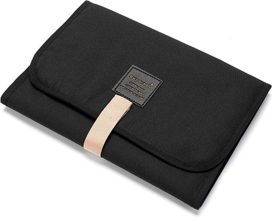Verschoonmatje voor Onderweg - Zwart - Verschoningsmatje Baby - Waterbestendig - Opvouwbaar - Clutch Verschoonmat van Merkloos