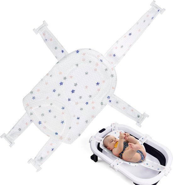 Verstelbare Badinzet voor Baby's, Antislip Badkussen en Badmat voor Pasgeborenen, Veilig en Comfortabel Badzitje voor 6-24 Maanden
