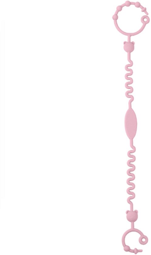 Verstelbare bandjes - Ketting - Koord - Silicone - rekbare veiligheidsriempjes voor speelgoed - Aan de kinderwagen - Kinderstoel - Autostoel - Anti weggooi - Bekercatcher - Baby - 40cm - Beer - Rose van Benbat