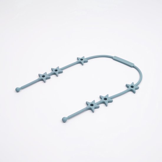 Verstelbare bandjes - Ketting - Koord - Silicone - rekbare veiligheidsriempjes voor speelgoed - Aan de kinderwagen - Kinderstoel - Autostoel - Anti weggooi - Bekercatcher - Baby - 50cm - Ster - Blauw van VER