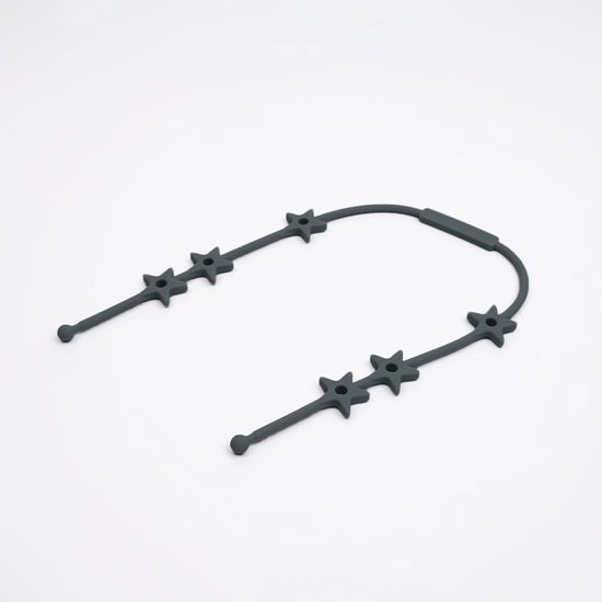Verstelbare bandjes - Ketting - Koord - Silicone - rekbare veiligheidsriempjes voor speelgoed - Aan de kinderwagen - Kinderstoel - Autostoel - Anti weggooi - Bekercatcher - Baby - 50cm - Ster - Donker Grijs van VER
