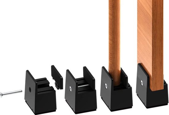 Verstelbare Bedverhoging Meubelverhoging 5cm met Schroefklem - Stoelverhoging 2 inch Zware Belasting - 4 stuks voor 08-16 inch Breedte Vierkante & Ronde Stoelpoten Zwart van VER