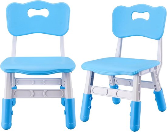 Verstelbare kinderstoelen, 3 niveaus in hoogte, duurzame stoelen binnen of buiten voor kinderen van 2-6 jaar, peuterbureaustoel voor kinderopvang, klaslokaal, thuis (2 stoelen blauw) van VER