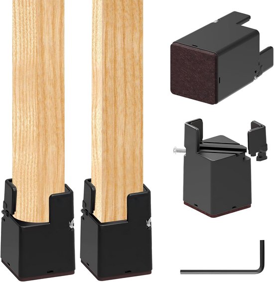 Verstelbare Meubelverhogers 5cm Zwart voor Vierkante en Ronde Poten van Merkloos