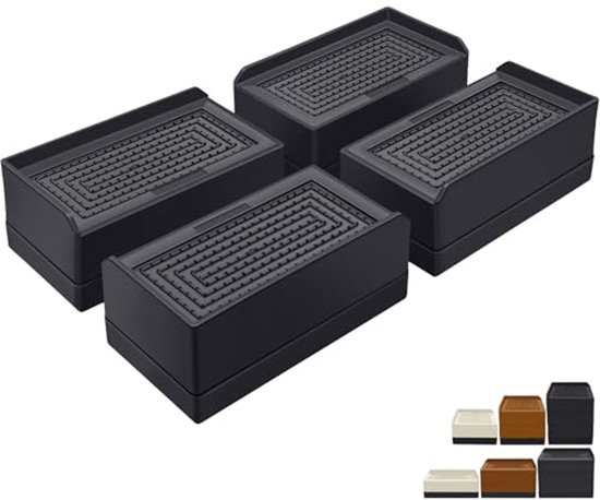 Verstelbare Meubelverhogers voor Bed, Tafel en Bank - Zware Steun 1 lbs (4 Stuks, Zwart) van Merkloos