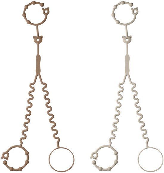 Verstelbare Siliconen Baby Koorden – Speenkoord - Set van 2 (Bruin & Licht Taupe) – Dubbele Bevestiging voor Speen, Bijtring of Speelgoed – BPA-vrij & Vaatwasser-veilig - 40-50 cm