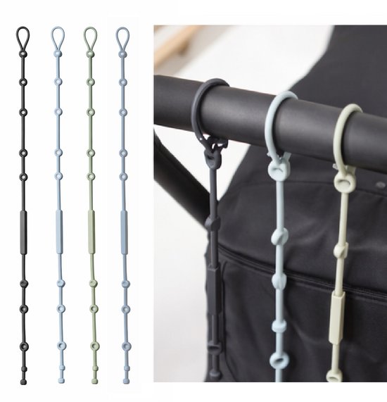 Verstelbare Siliconen Baby Koorden – Speenkoord - Set van 4 (Groen, Blauw) – 52 cm – voor Speen, Bijtring of Speelgoed – BPA-vrij, Vaatwasser- & Uitkookbaar - 52 cm van Merkloos