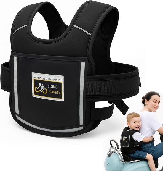 Verstelbare Veiligheidsgordel Kind met Opbergtas en Reflectoren - Voor Motor en Scooter van Merkloos