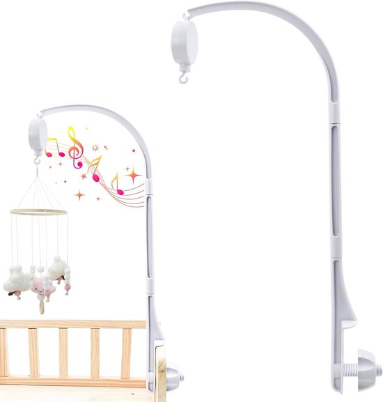 Verstelbare Witte Mobiele Houder voor Babybed, Wieg en Verschoontafel - Perfect voor Speelgoed en Windspelletjes