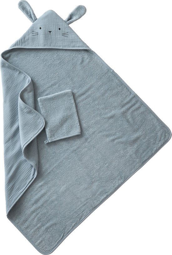 Vertbaudet Badcape + handschoen van biologisch katoenen gaas*, Oeko-Tex®. van VER