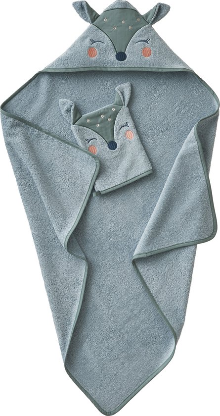Vertbaudet Badcape + washandje Hertje van VER