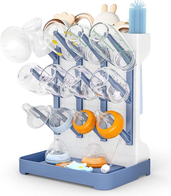 Verticale flessendroger houder - Ruimtebesparend droogrek voor babyflessen Blauw