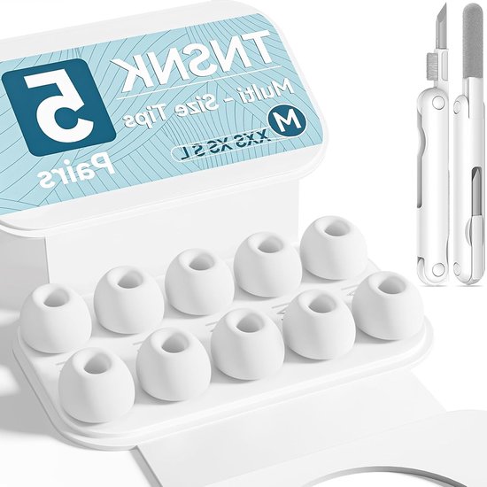 Vervangende Oordopjes voor AirPods Pro 3 Generatie met Reinigingskit en Organizer, Antislip Siliconen Tips voor Comfort en Geluidsisolatie - 5 Paar Maat M