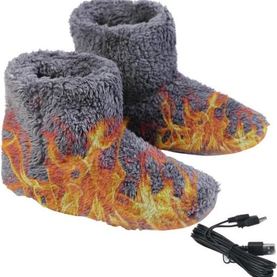 Verwarmde pantoffels - pluche voetenwarmer voor binnen en buiten - USB-oplaadbaar