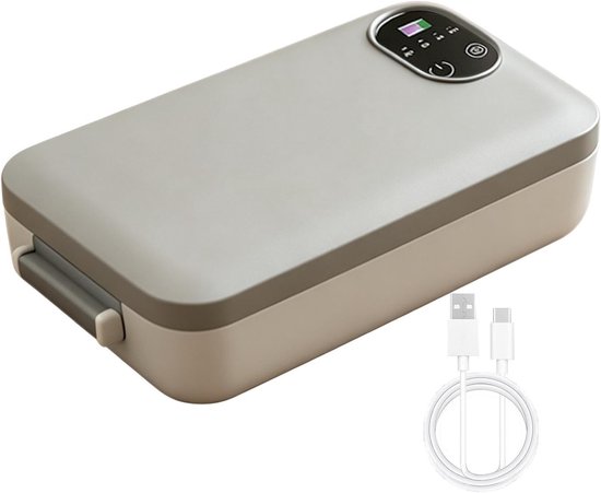 Verwarming Lunchbox - Voedselwarmer Draagbaar - Warme Maaltijden Onderweg - Zonder Water Opwarmen - 900 ml - Grijs